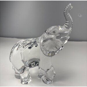 Waterford Glass Elephant Figurine Clear Crystal 7" Vintage Home Décor Collectibl